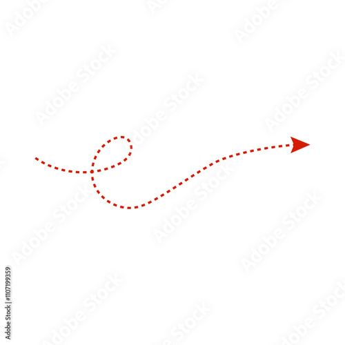 Red dashed line arrow icon