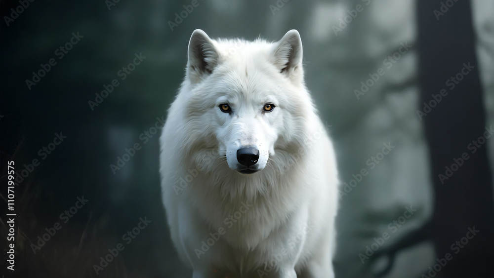 Obraz premium front view white wolf