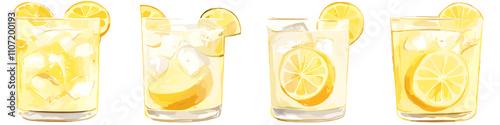 Refreshing Lemonade with Ice Cubes and Lemon Slices - Summer Drink Inspiration