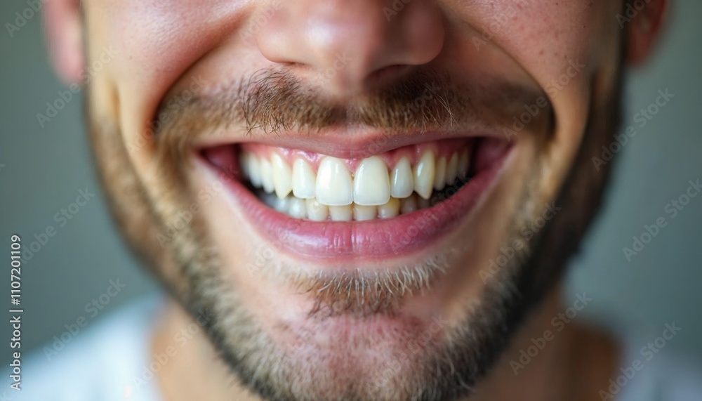 Close up of biracial man show white healthy teeth Close up of biracial man show white healthy teeth