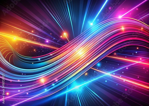 Vibrant Abstract Background with Neon Lines and High Depth of Field Creating a Futuristic Atmosphere for Use in Modern Design Projects and Digital Media Applications