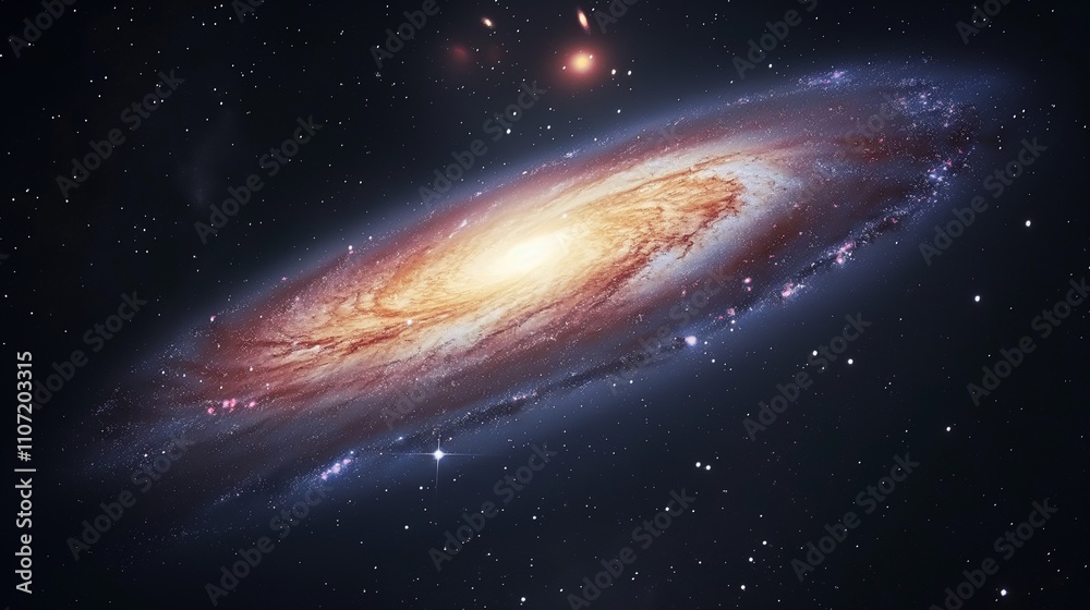 Brightly glowing galaxy in dark void image. Luminous spiral with glowing core in outer space photography scene wallpaper. Fantastic landscape in cosmos concept photorealistic photo Brightly glowing galaxy in dark void image. Luminous spiral with glowing core in outer space photography scene wallpaper. Fantastic landscape in cosmos concept photorealistic photo