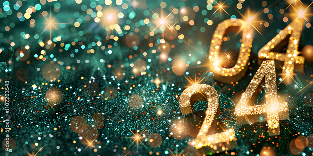 Glittery background with sparkling lights and the numbers Glittery background with sparkling lights and the numbers