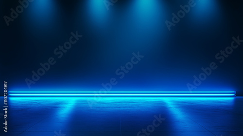 Abstract empty blue studio background. Scene for advertising, showcase, presentation, cosmetic ads, website, banner, fashion. Illustration. Product display
