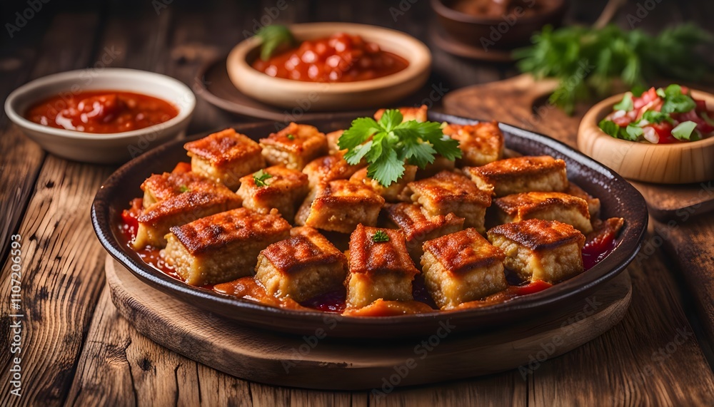 TURKISH LAHEM MAJUN served in a dish isolated on wooden table background side view of appetizer
TURKISH LAHEM MAJUN served in a dish isolated on wooden table background side view of appetizer