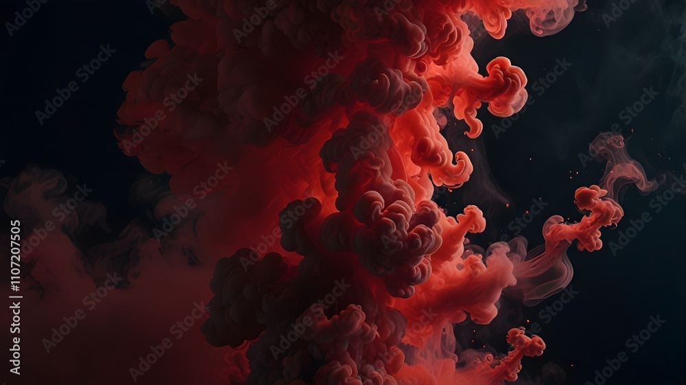 Obraz premium Red Smoke Swirling and Glowing