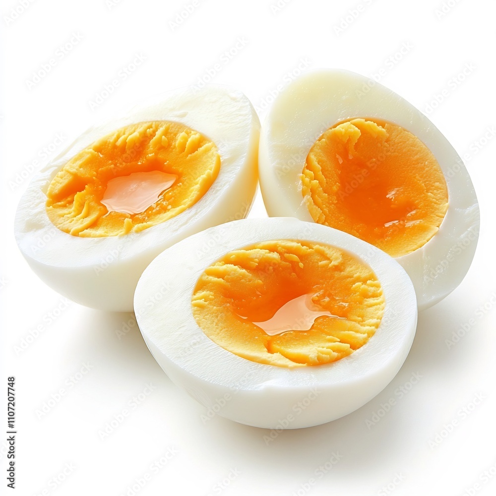 Soft Boiled Egg Halves Isolated on White Background Soft Boiled Egg Halves Isolated on White Background