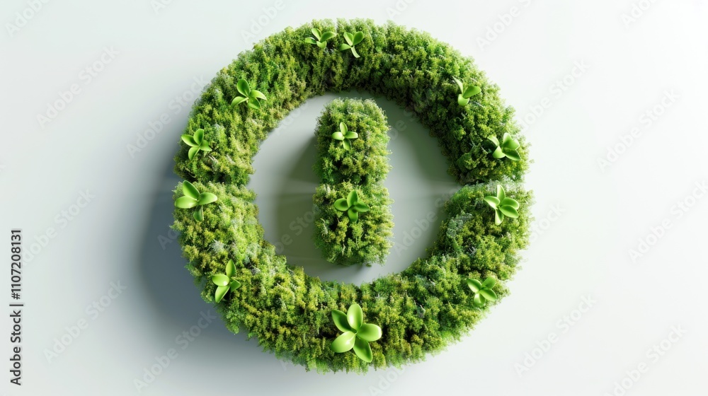 Green circular symbol made of grass and plants, representing sustainability and nature. Green circular symbol made of grass and plants, representing sustainability and nature.