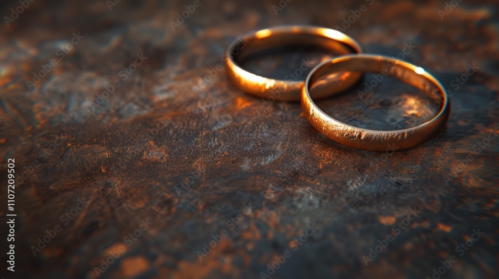 Two golden wedding rings and a copy space Two golden wedding rings and a copy space