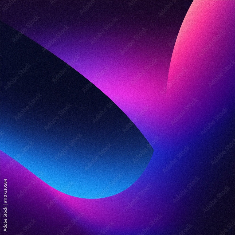 Dark purple blue black abstract grainy background, glowing vibrant color gradient shape, noise texture poster header banner cover design