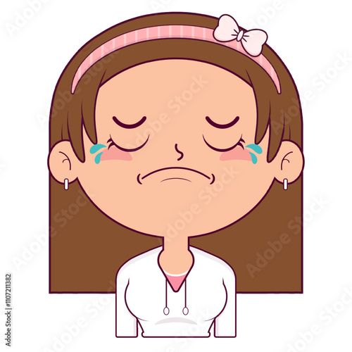 girl crying face cartoon cute