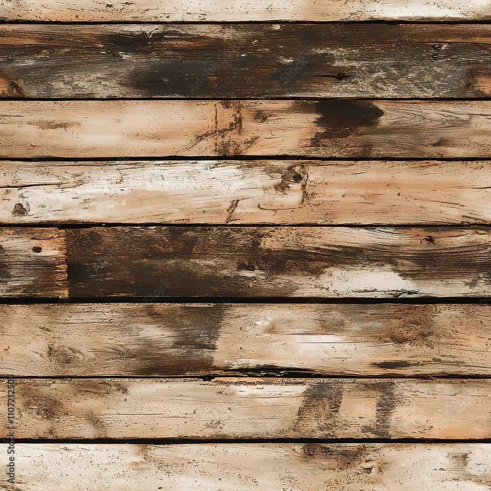 Naklejka premium Weathered Aged Textured Old Wooden Floor Boards Seamless Pattern Texture