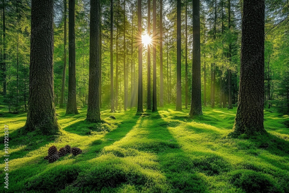 Obraz premium A vast pine forest stretches endlessly