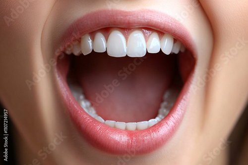 Closeup view of open mouth with tonsils  photo