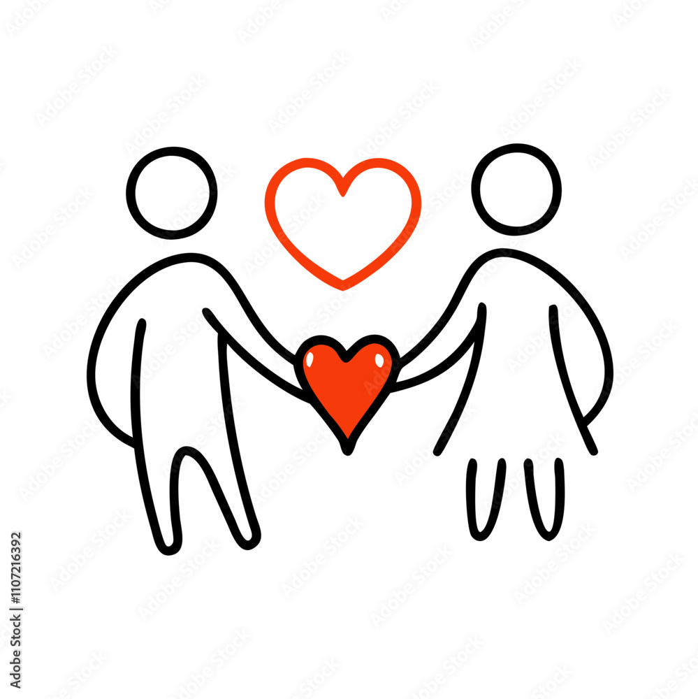 Couple holding a heart symbol while standing together, representing love and unity Couple holding a heart symbol while standing together, representing love and unity
