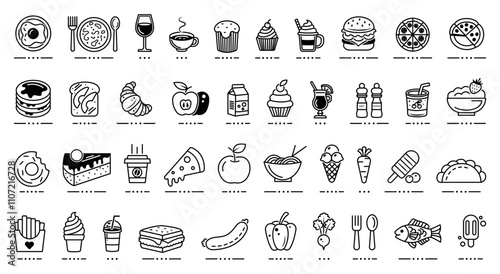 Linear Food Icons Set