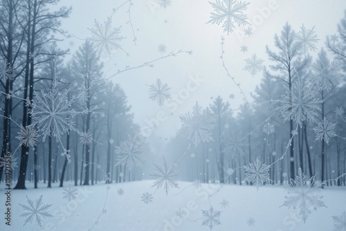 Wallpaper Mural Majestic winter wonderland with snowflakes and tall trees in a serene forest landscape. Torontodigital.ca