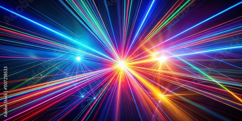 Vibrant Laser Beams and Luminous Stripes Creating an Abstract Sparkling Effect Against a Dark Background for High-Impact Visuals in Conceptual Photography