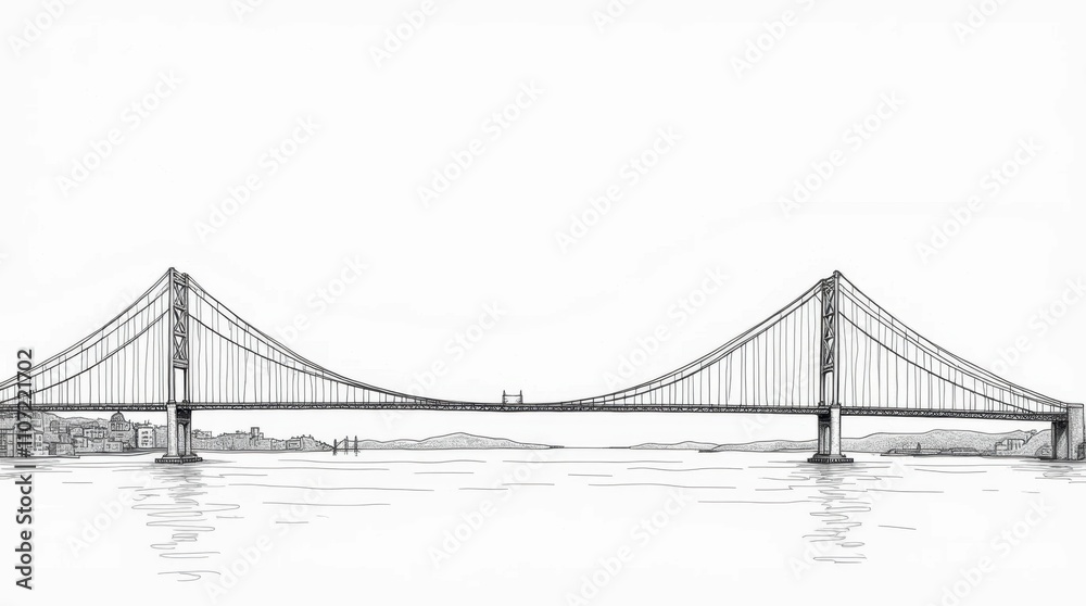 Bosphorus Bridge Line Art Illustration Bosphorus Bridge Line Art Illustration