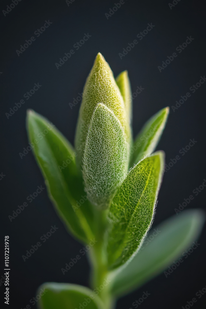 Elegant Close-Up of Green Leafed Bud Revealing Nature's Intricate Textures and Fresh Growth in Botanical Photography Elegant Close-Up of Green Leafed Bud Revealing Nature's Intricate Textures and Fresh Growth in Botanical Photography