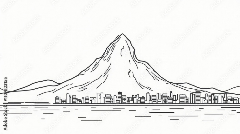 Fototapeta premium Sugarloaf Mountain Line Art