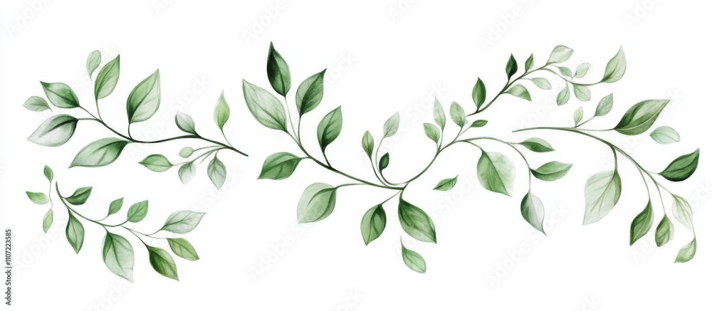 Naklejka premium Isolated illustration of floral leaves on a white background.