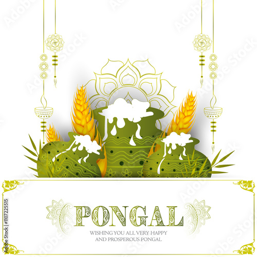 vector illustration of Happy Pongal Holiday of Tamil Nadu South India. photo