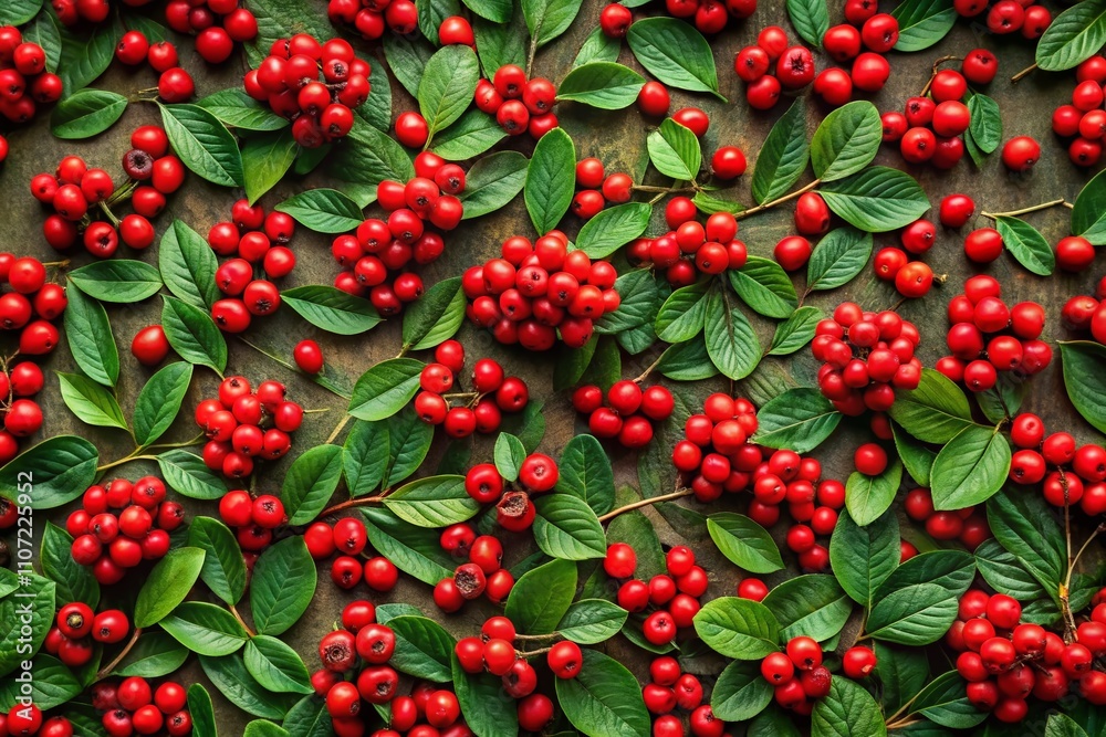 Vibrant Red Berries and Lush Green Leaves Pattern for Textiles and Wallpapers with Ample Copy Space for Creative Designs Vibrant Red Berries and Lush Green Leaves Pattern for Textiles and Wallpapers with Ample Copy Space for Creative Designs