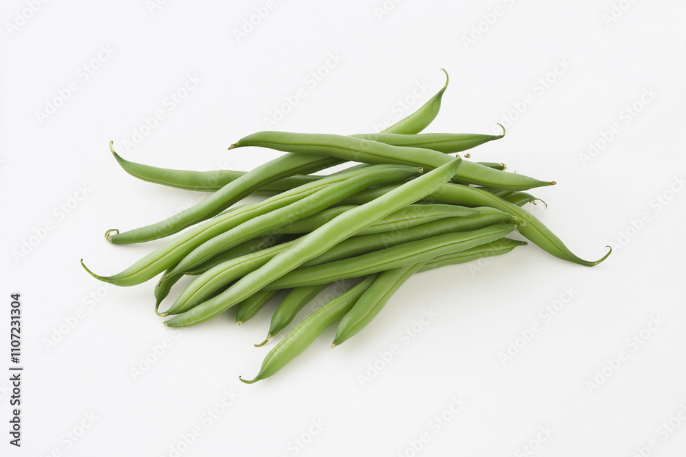 A bunch of green beans are piled on top of each other A bunch of green beans are piled on top of each other