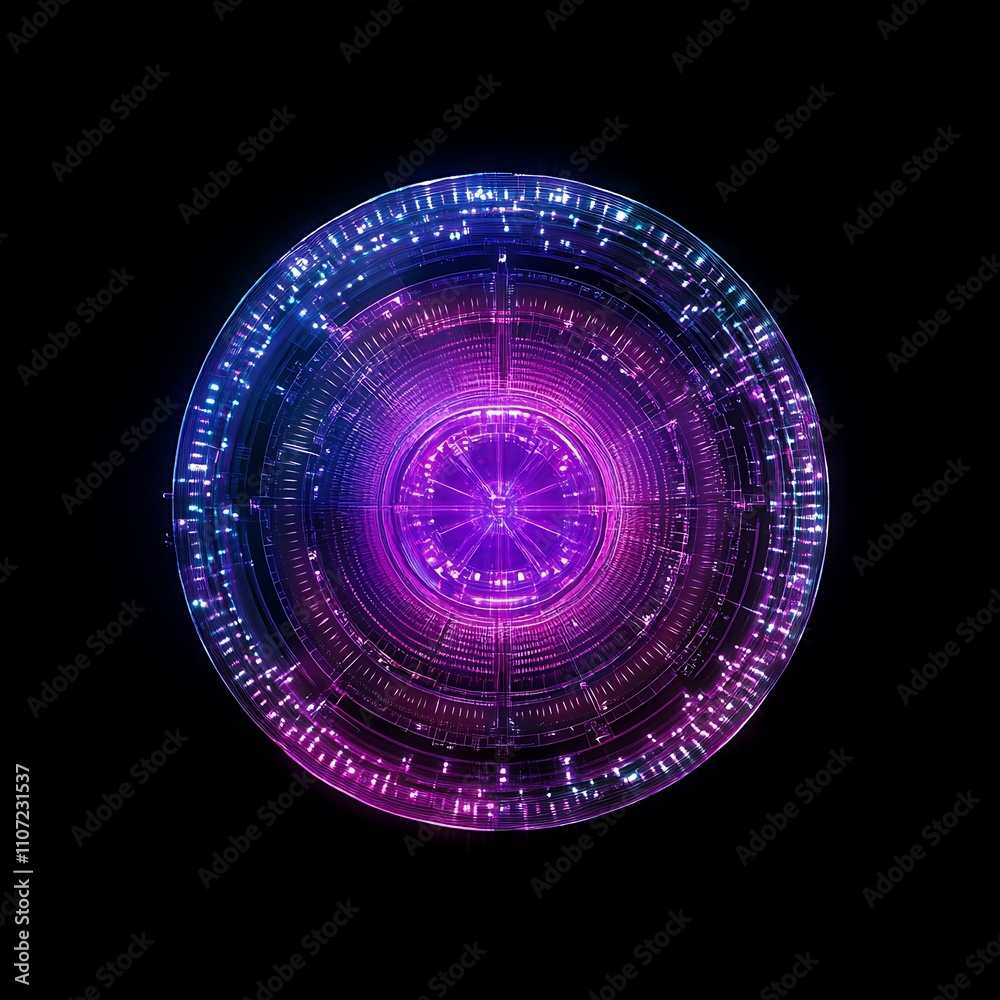 Vibrant Circular Abstract Design with Colorful Light Patterns and Digital Elements on a Dark Background Vibrant Circular Abstract Design with Colorful Light Patterns and Digital Elements on a Dark Background