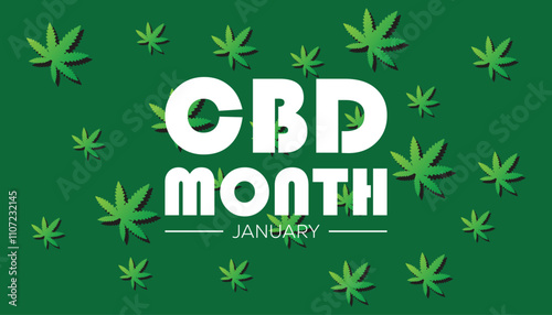 National CBD Month observed each year during January. Healthcare Medical Awareness concept. Vector template for banner, greeting card, poster with background.