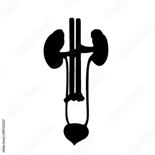urinary system silhouette black isolated on white background vector file printable