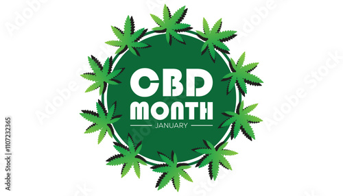 National CBD Month observed each year during January. Healthcare Medical Awareness concept. Vector template for banner, greeting card, poster with background.