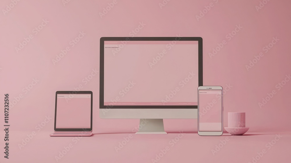 Desktop and Mobile Webpage Mockup: A side-by-side display of a webpage layout on both desktop and smartphone screens, emphasizing cross-device compatibility. Desktop and Mobile Webpage Mockup: A side-by-side display of a webpage layout on both desktop and smartphone screens, emphasizing cross-device compatibility.