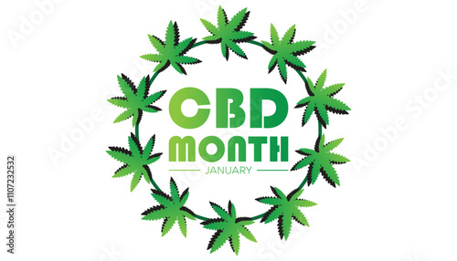 National CBD Month observed each year during January. Healthcare Medical Awareness concept. Vector template for banner, greeting card, poster with background.
