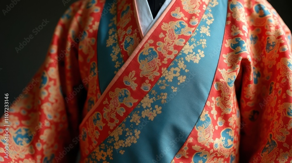 Korean Hanbok Dress with Vivid Patterns Korean Hanbok Dress with Vivid Patterns