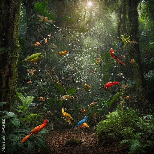 Create a diagram of the food web in a rainforest.

 photo