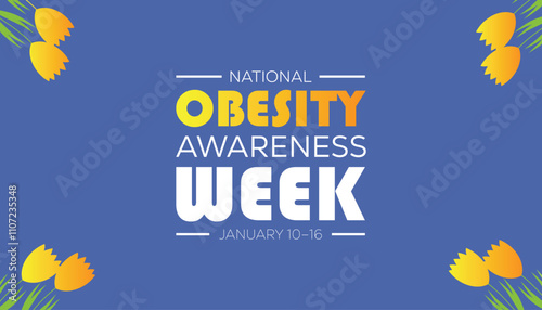National Obesity Awareness Week observed each year during January. Healthcare Medical Awareness concept. Vector template for banner, greeting card, poster with background.