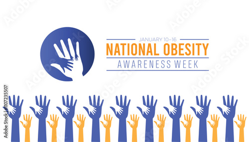 National Obesity Awareness Week observed each year during January. Healthcare Medical Awareness concept. Vector template for banner, greeting card, poster with background.