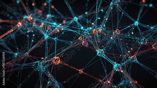 Digital Network Connectivity Wallpaper ::15 an intricate web of interconnected nodes,illustration,created with Generative AI Technology
