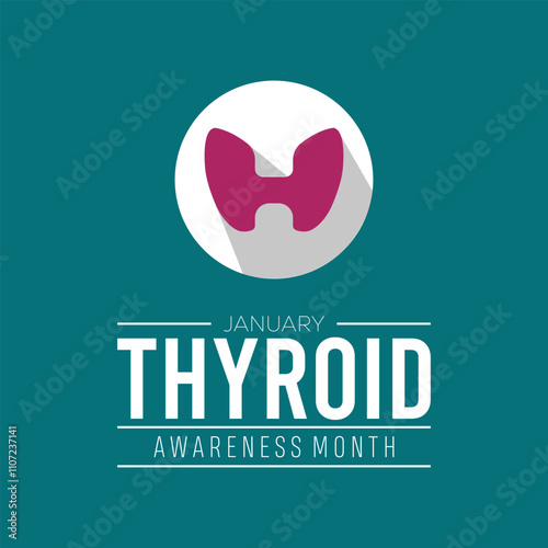 Thyroid Awareness Month observed each year during January. Healthcare Medical Awareness concept. Vector template for banner, greeting card, poster with background.