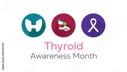 Thyroid Awareness Month observed each year during January. Healthcare Medical Awareness concept. Vector template for banner, greeting card, poster with background.