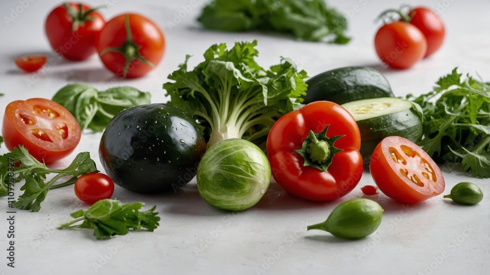 Fresh summer vegetables on a white background Fresh summer vegetables on a white background