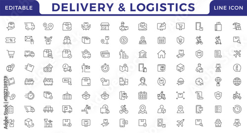 Delivery and logistics line icons set. Shipping icon collection