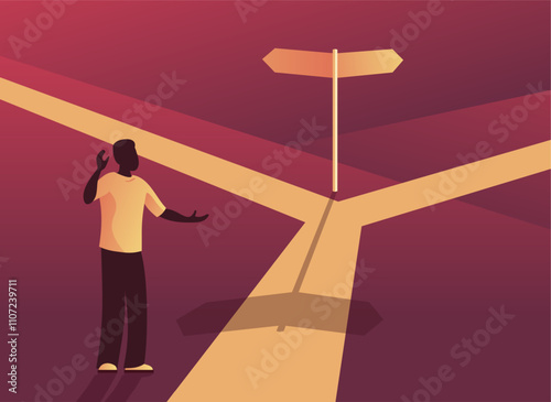 Correct decision abstract concept, red gradients
