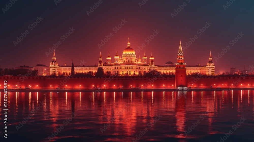 Fototapeta premium Radiant Kremlin Outline