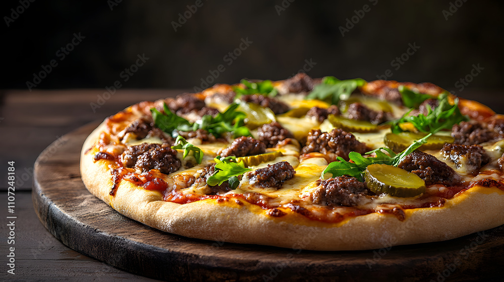 Ultimate Fusion of Cheeseburger and Pizza With Succulent Ground Beef and Fresh Ingredients to Satisfy Your Cravings Ultimate Fusion of Cheeseburger and Pizza With Succulent Ground Beef and Fresh Ingredients to Satisfy Your Cravings