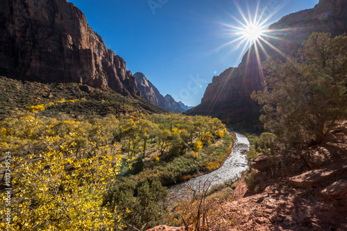 Obraz na płótnie Majestic Landscapes of Zion National Park in Autumn w salonie