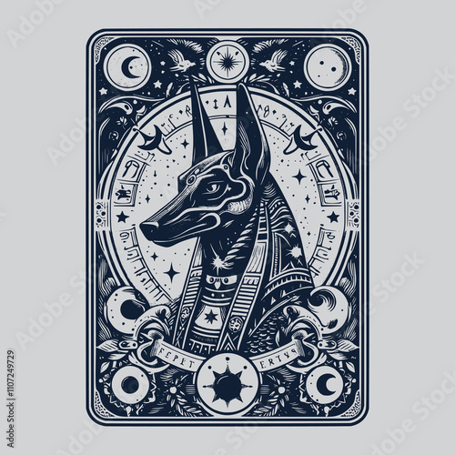 dark anubis ouija playing card tattoo design