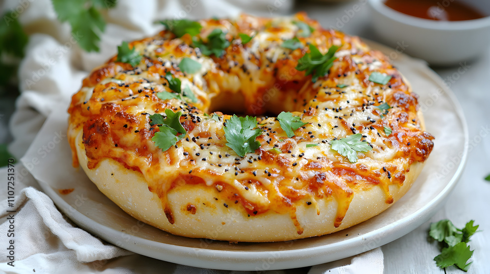Unique Mashup Pizza Bagel - A Flavorful Blend of Pizza Sauce and Cheese on a Soft Bagel, Baked to Perfection Unique Mashup Pizza Bagel - A Flavorful Blend of Pizza Sauce and Cheese on a Soft Bagel, Baked to Perfection